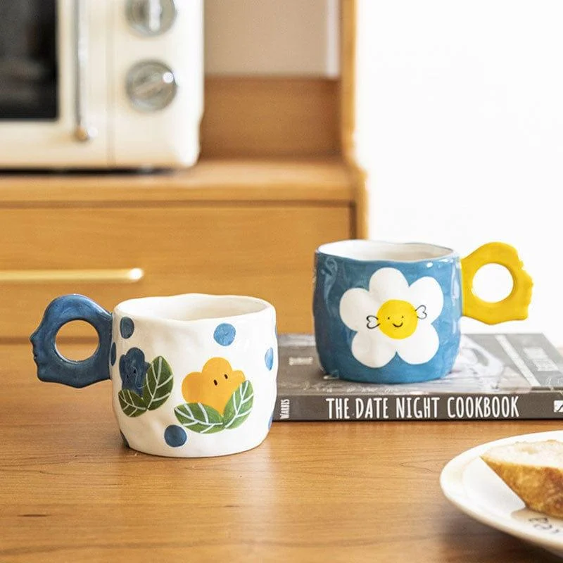 Smiley Flowers Ceramic Mug - Glova