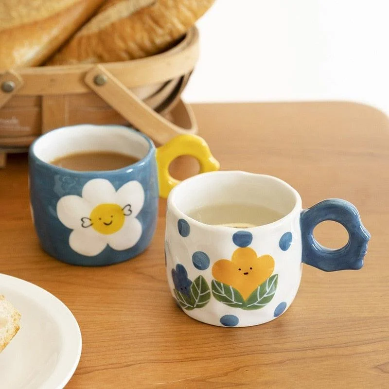 Smiley Flowers Ceramic Mug - Glova