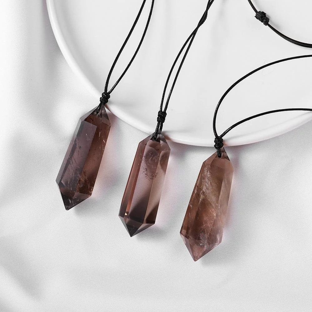 Smoky Quartz Crystal Pendant Necklace - Glova