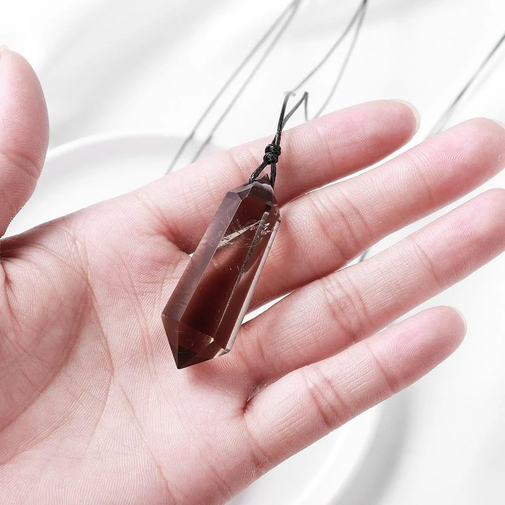 Smoky Quartz Crystal Pendant Necklace - Glova