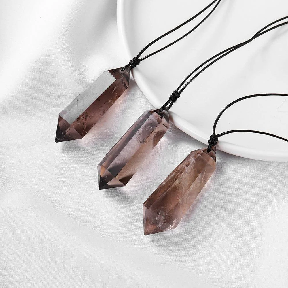 Smoky Quartz Crystal Pendant Necklace - Glova