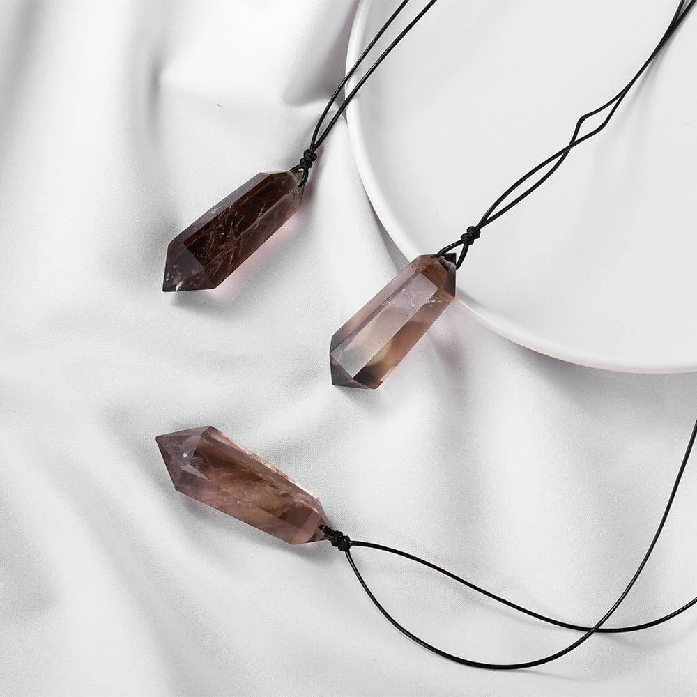 Smoky Quartz Crystal Pendant Necklace - Glova