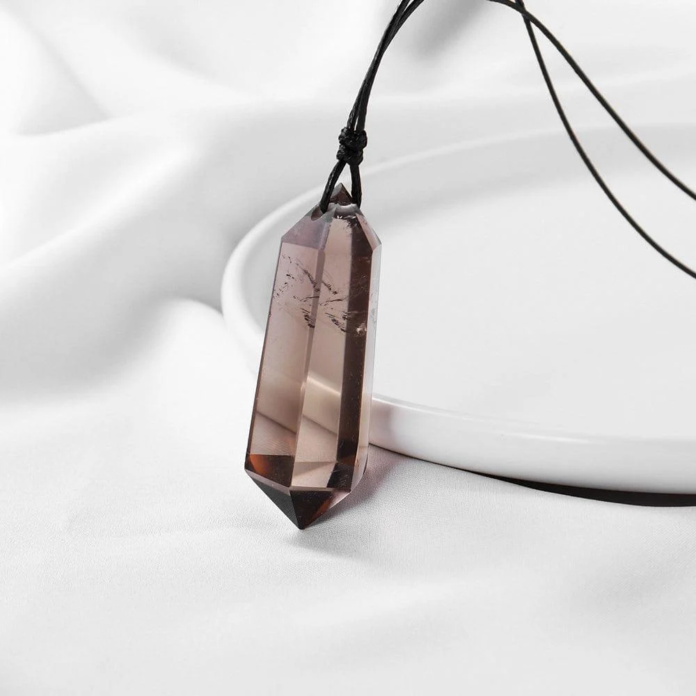 Smoky Quartz Crystal Pendant Necklace - Glova