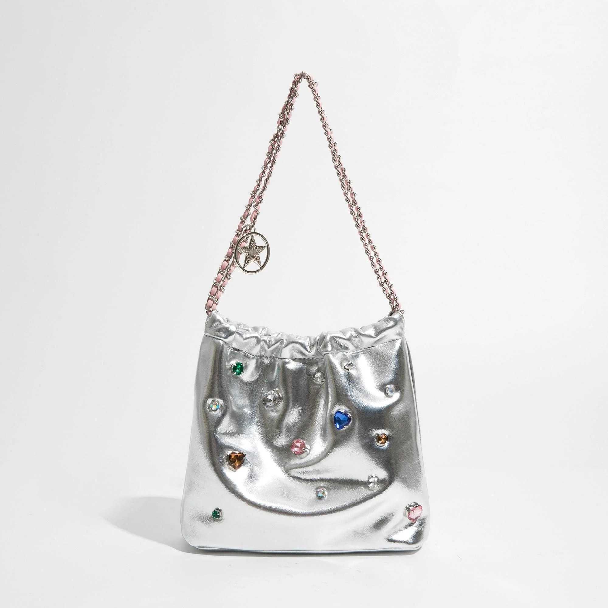 Sobie Gemstone Embellished Shine Hobo Bags - Glova