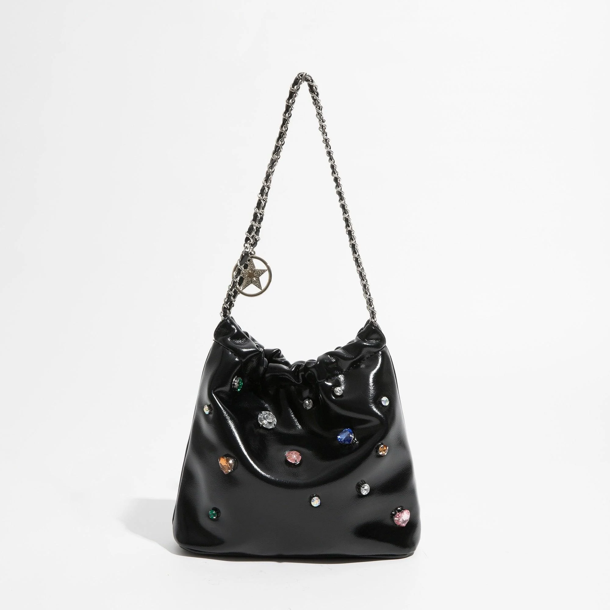 Sobie Gemstone Embellished Shine Hobo Bags - Glova