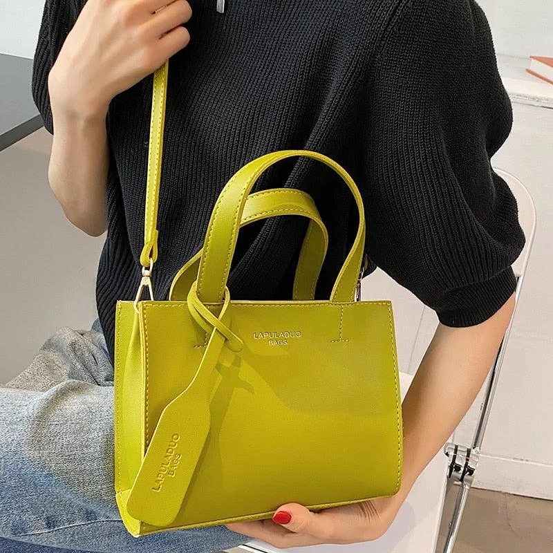 Soft PU Leather Crossbody Solid Color Handbag - Glova