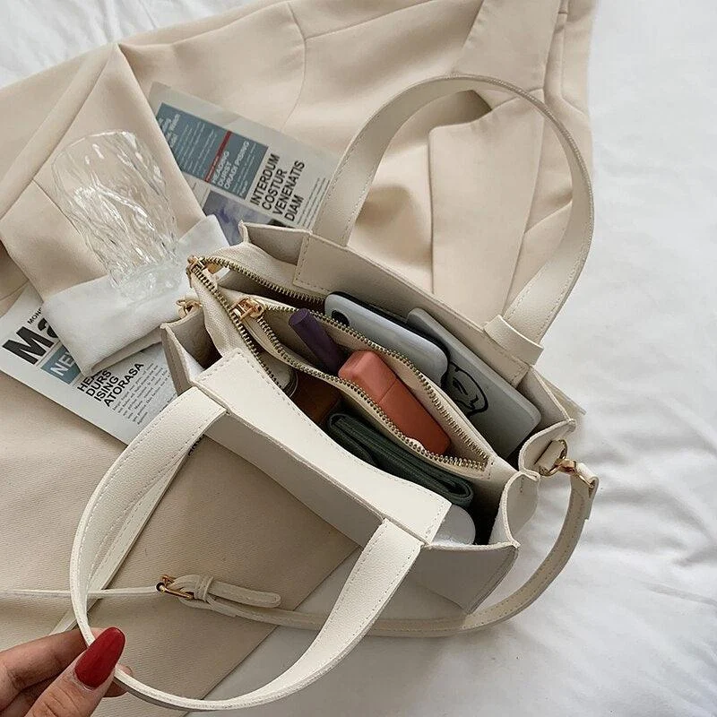 Soft PU Leather Crossbody Solid Color Handbag - Glova