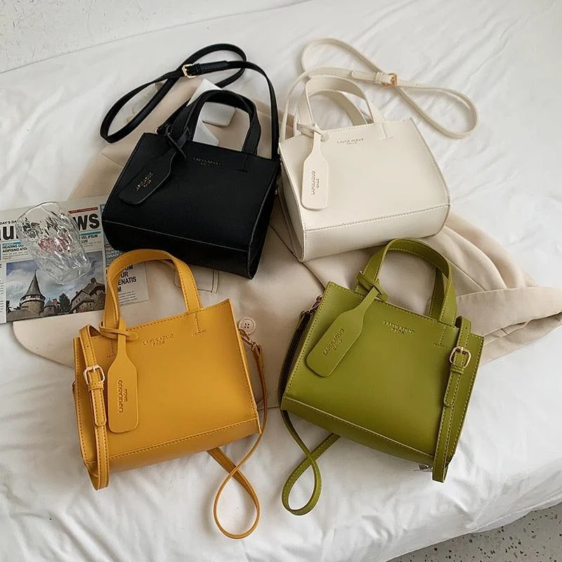 Soft PU Leather Crossbody Solid Color Handbag - Glova