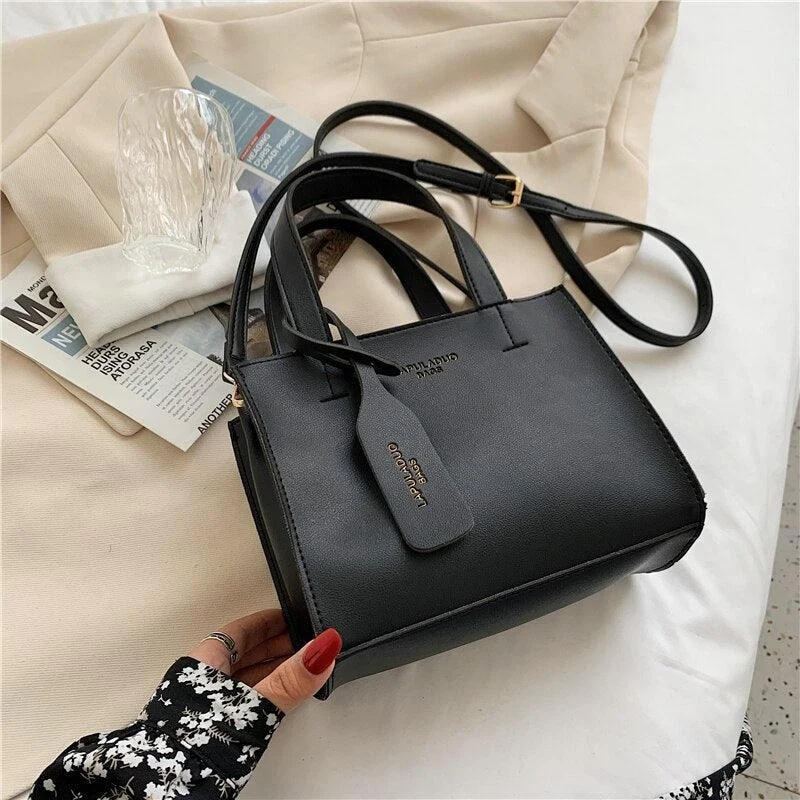 Soft PU Leather Crossbody Solid Color Handbag - Glova