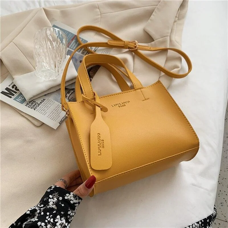 Soft PU Leather Crossbody Solid Color Handbag - Glova