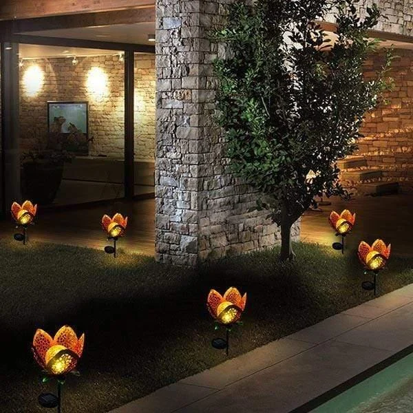 Solar Flower Crackle Garden Light - Glova