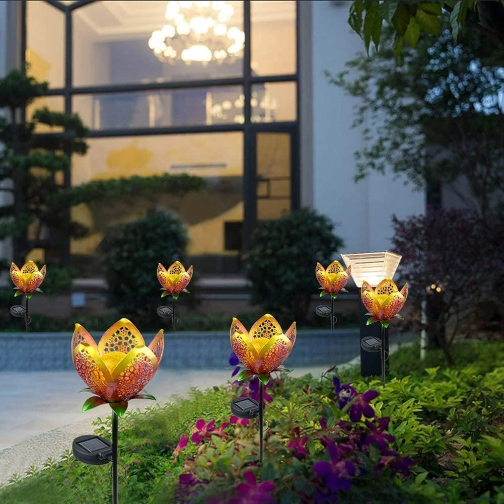 Solar Flower Crackle Garden Light - Glova