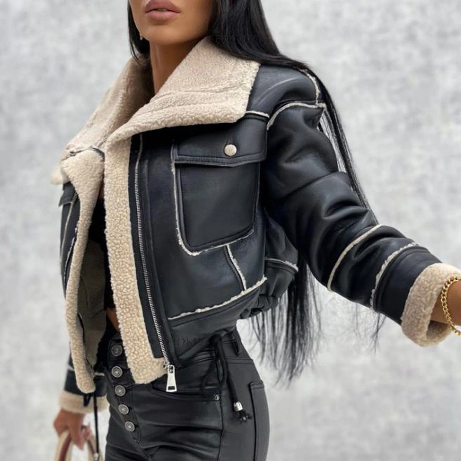 Solène Faux Shearling Aviator Jacket - Glova