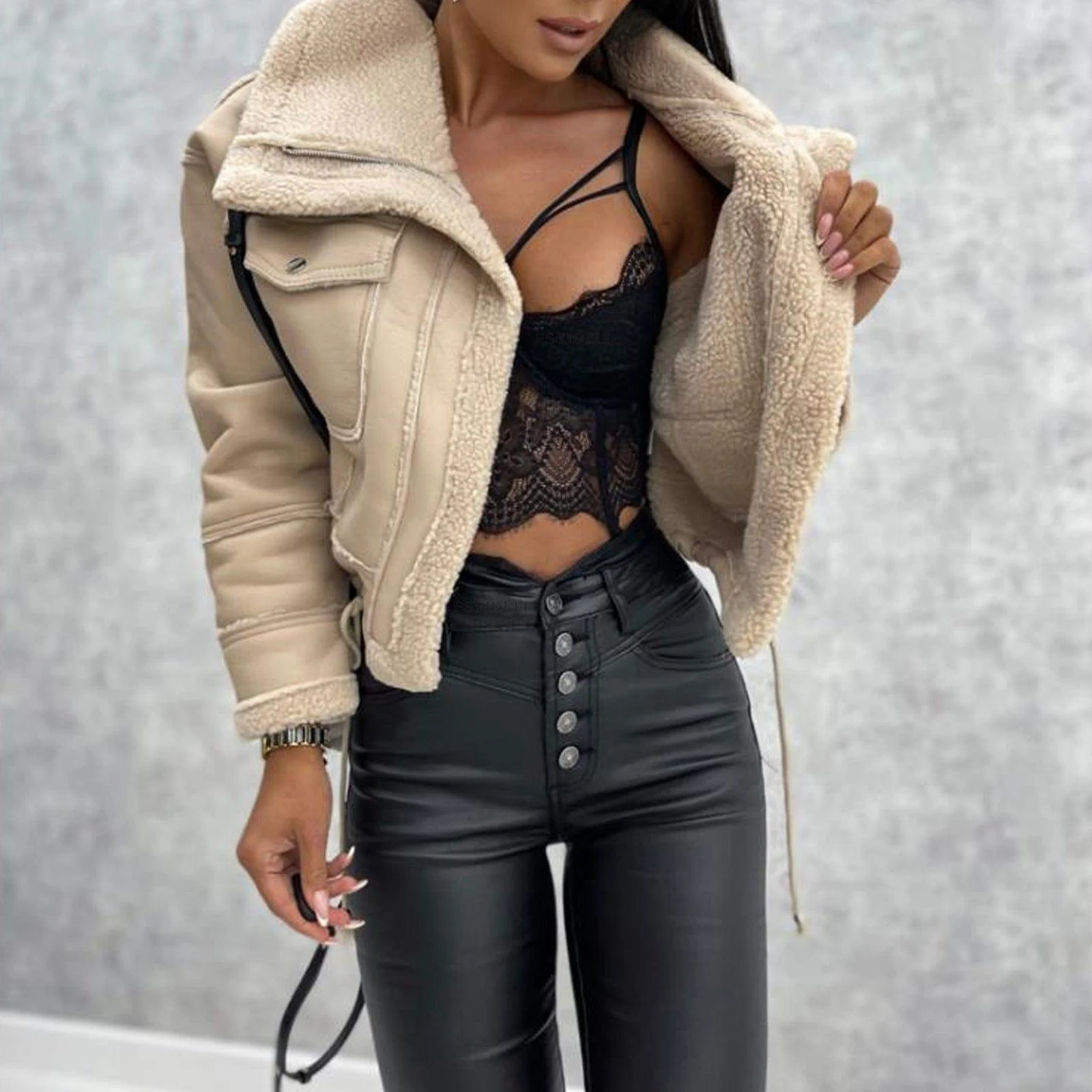 Solène Faux Shearling Aviator Jacket - Glova