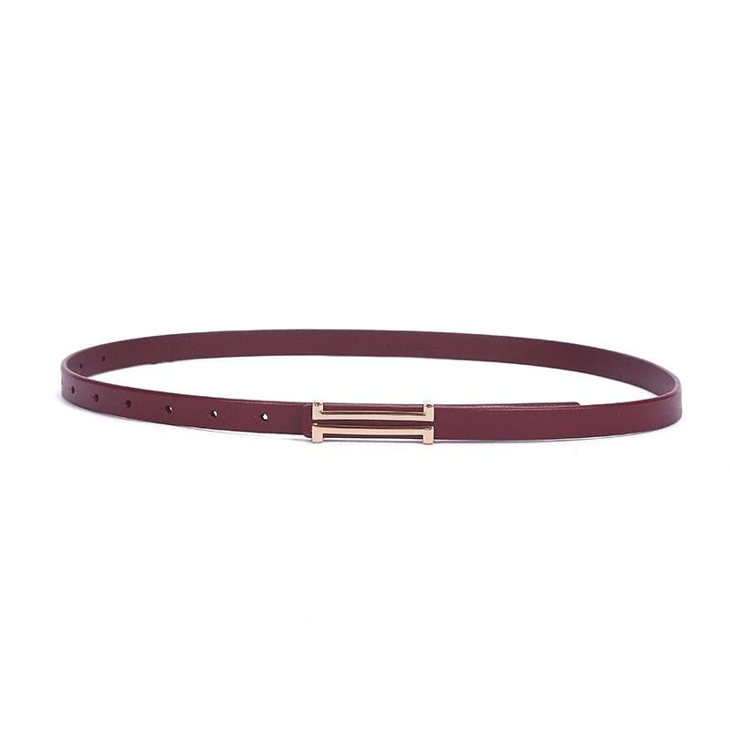 Solid Color Genuine Leather H Buckle Belt - 5 Colors - Glova