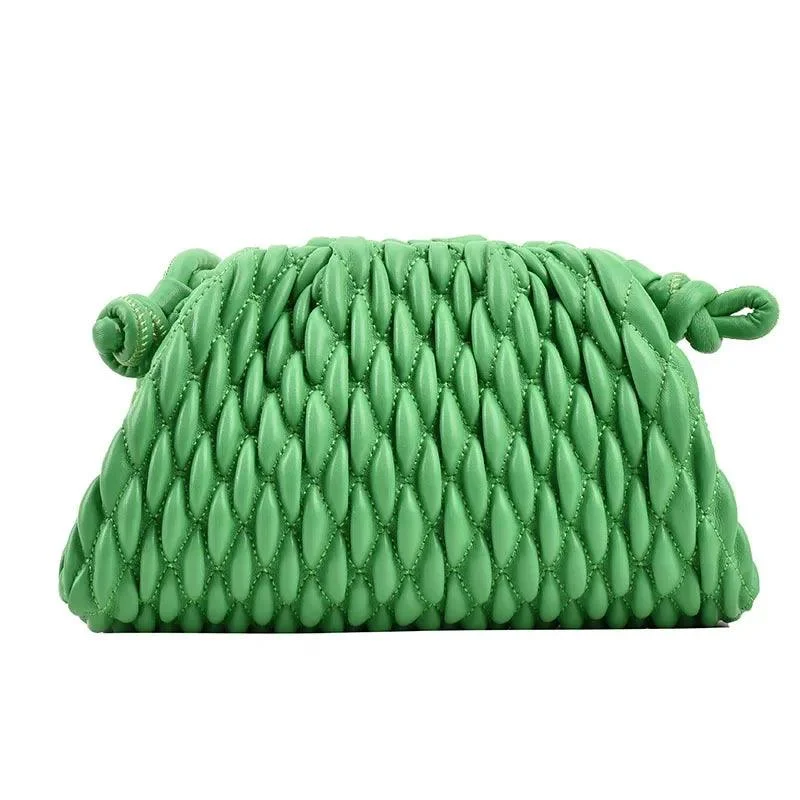 Solid Color Ruched Knotting Clip Elegant Crossbody Bag - Glova