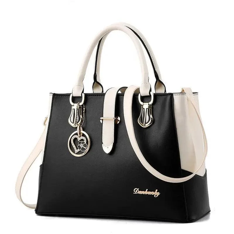 Solid Metal Buckle Top Handle Shoulder Bag - Glova