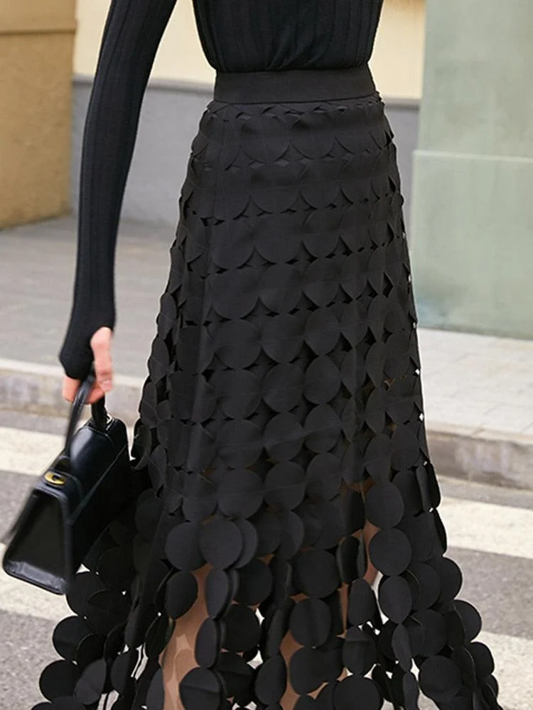 Sonya Midi Skirt with Circle Tassels - Glova