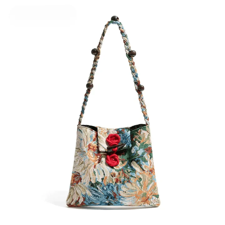 Sophia Sunflower Painting Canvas Hobo Bag - Glova