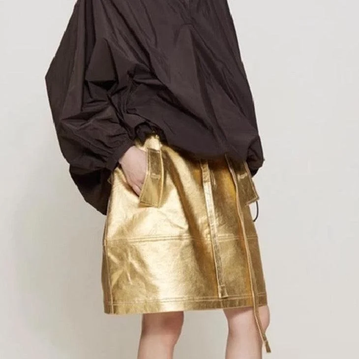 Space Gold Metallic Mini Skirt - Glova