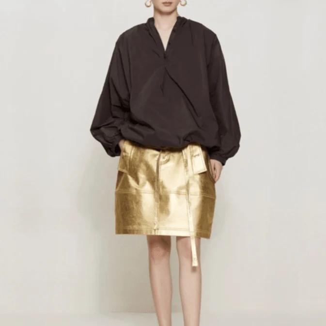 Space Gold Metallic Mini Skirt - Glova