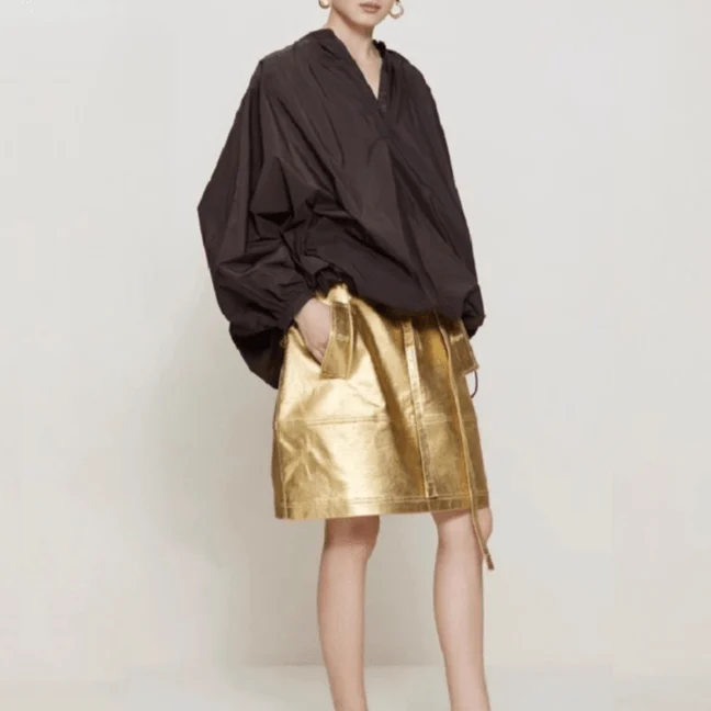 Space Gold Metallic Mini Skirt - Glova