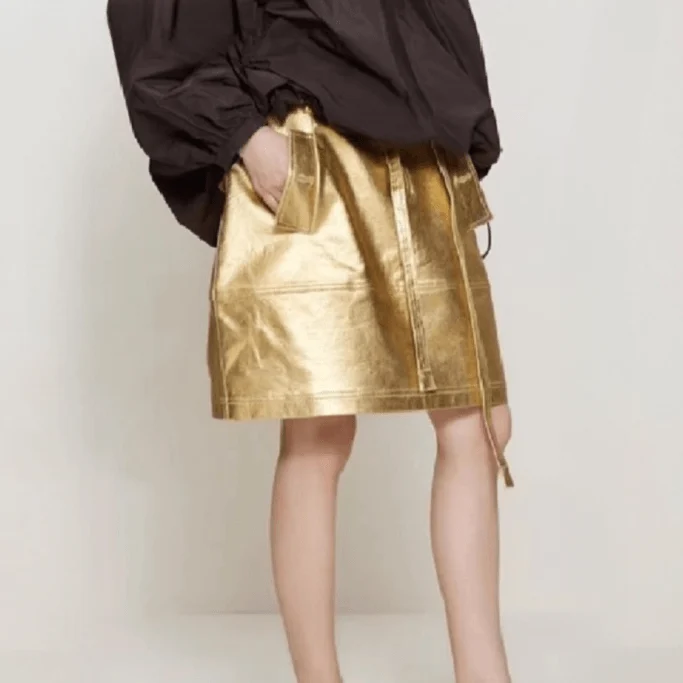 Space Gold Metallic Mini Skirt - Glova