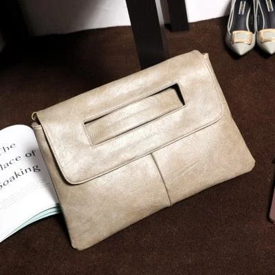 Square Faux Leather Wrist Handle Envelope Clutches - 9 Colors - Glova