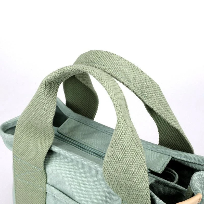 Square Zipper Portable Thickened Canvas Bucket Tote Bag - Glova