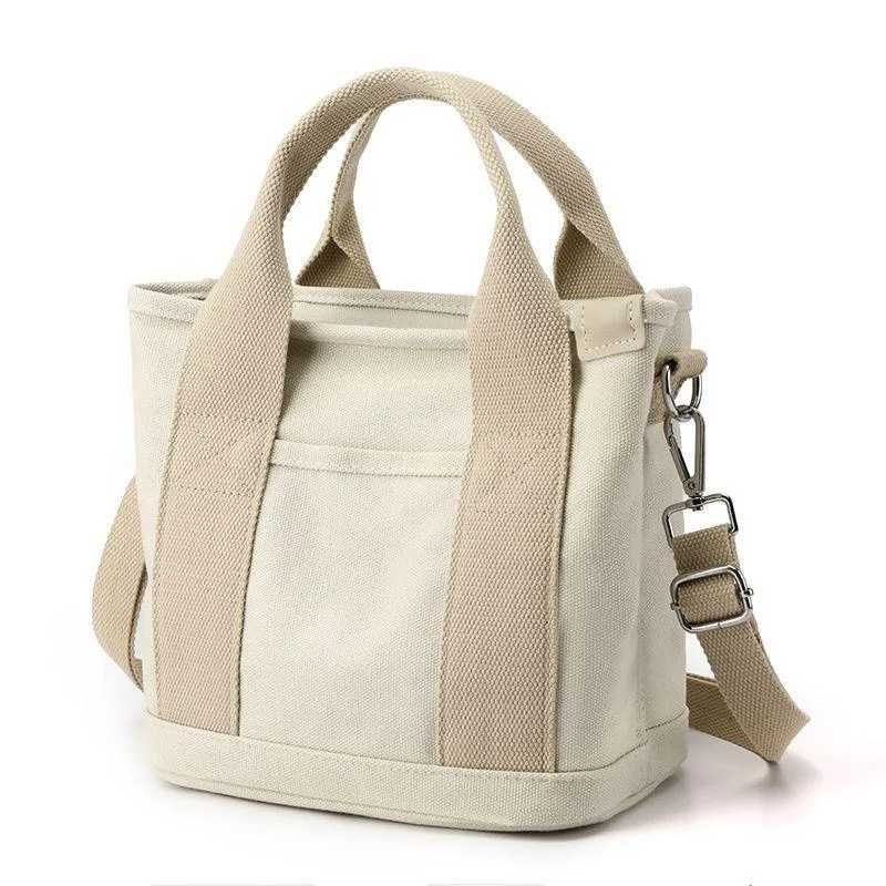 Square Zipper Portable Thickened Canvas Bucket Tote Bag - Glova