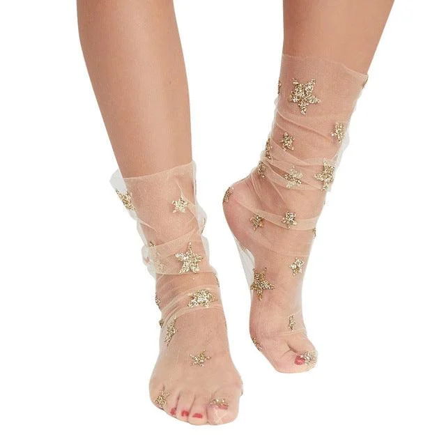 Star Glitter Tulle Socks - 3 Colors - Glova