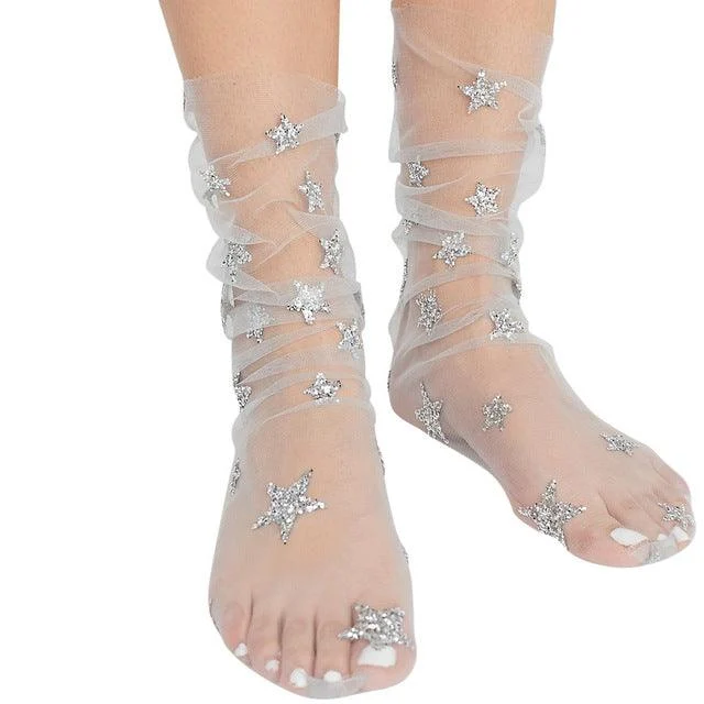 Star Glitter Tulle Socks - 3 Colors - Glova