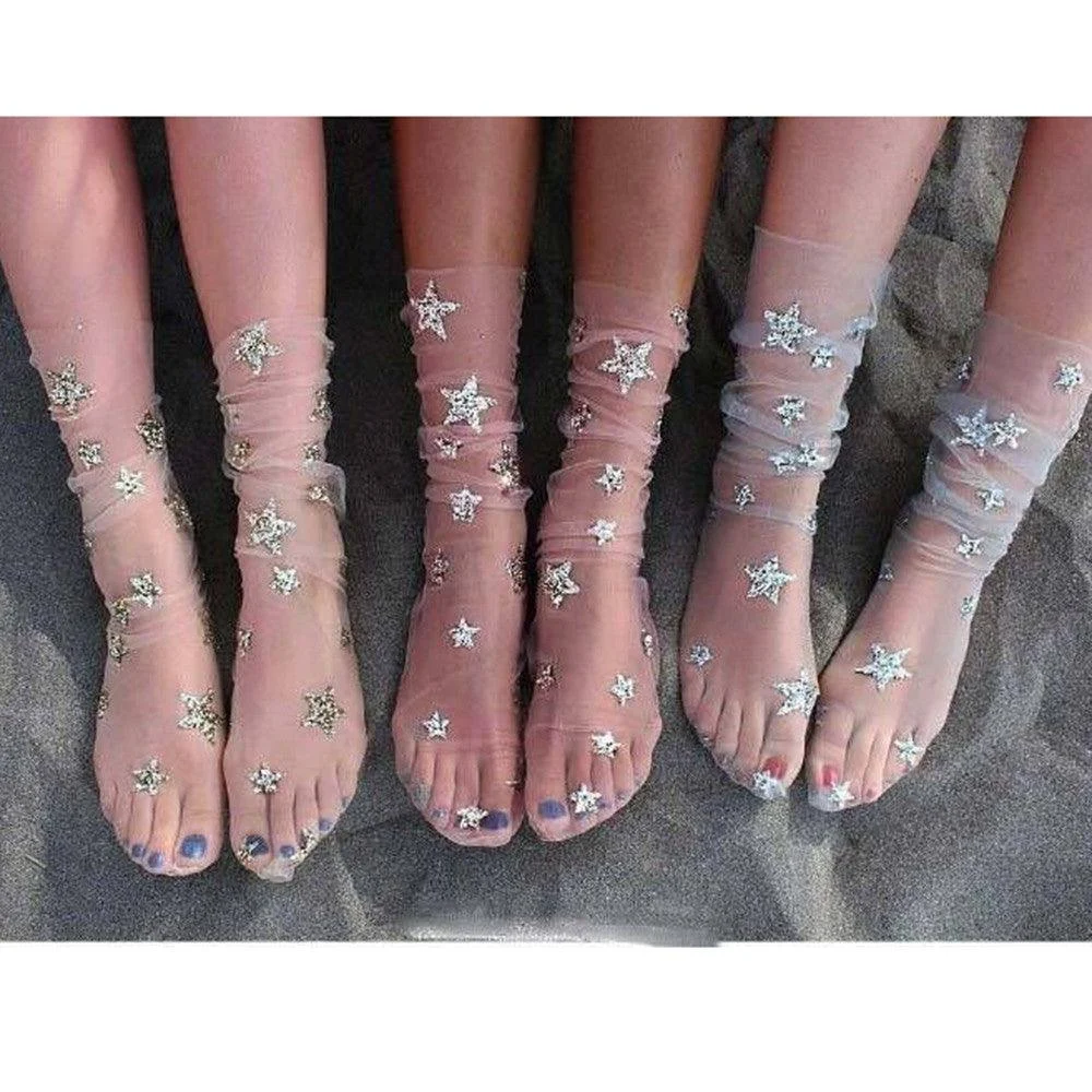 Star Glitter Tulle Socks - 3 Colors - Glova