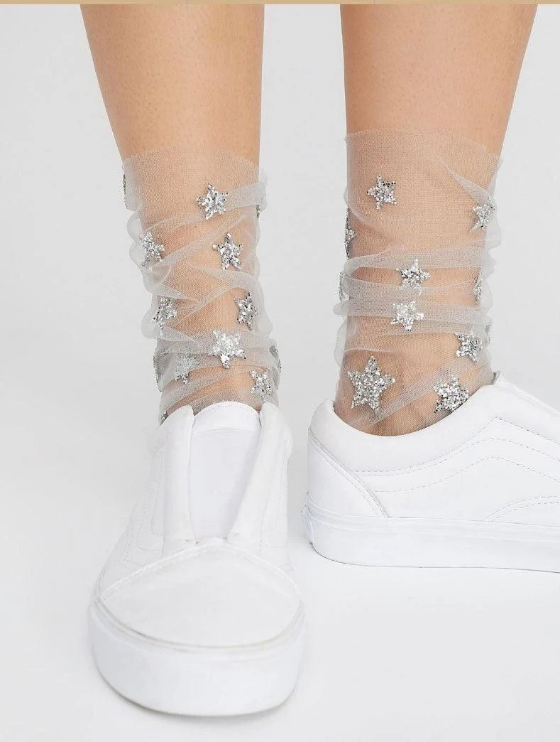 Star Glitter Tulle Socks - 3 Colors - Glova