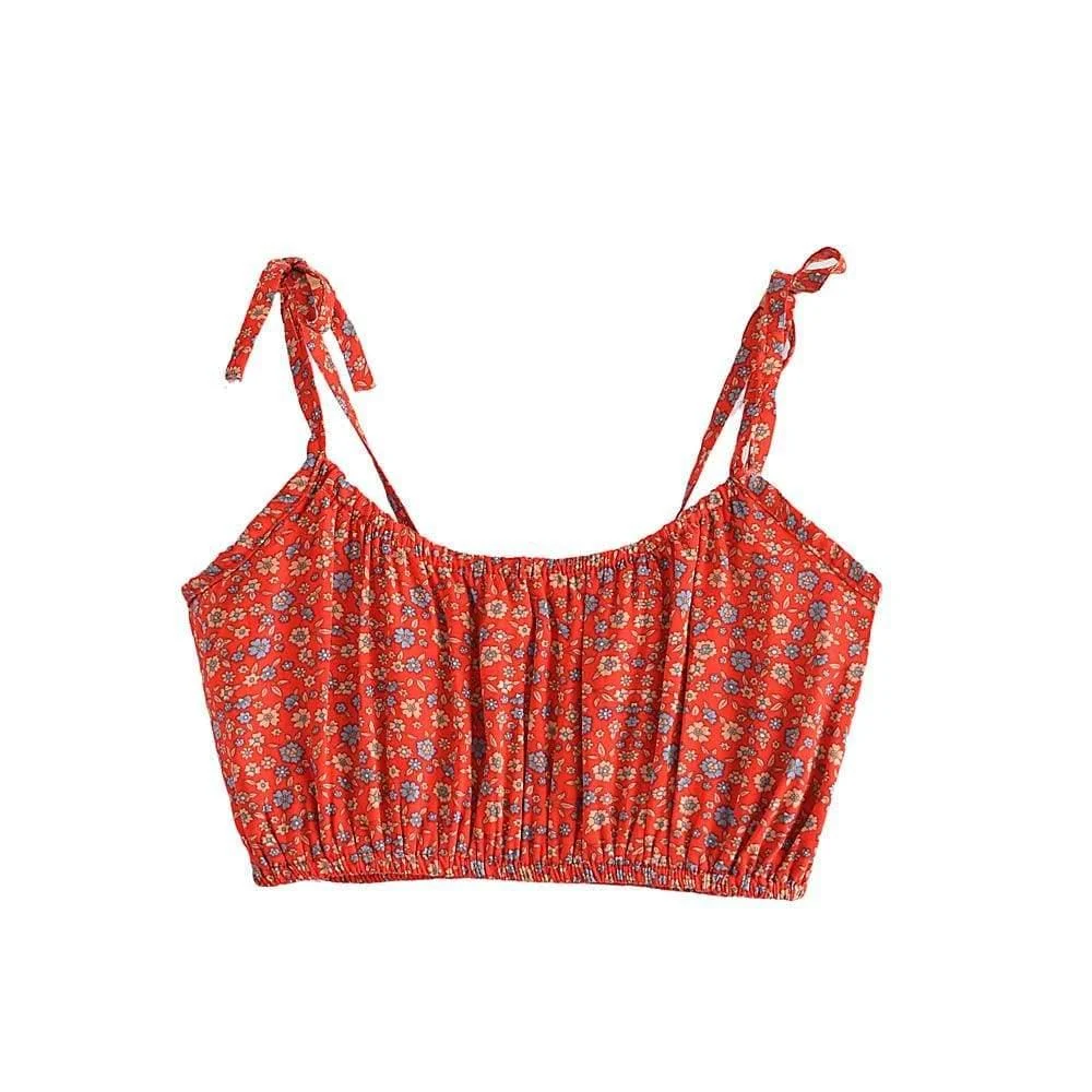 Steffy Floral Two Piece Set in Red - Glova