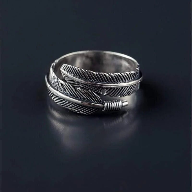 Sterling Silver Boho Feather Ring - Glova