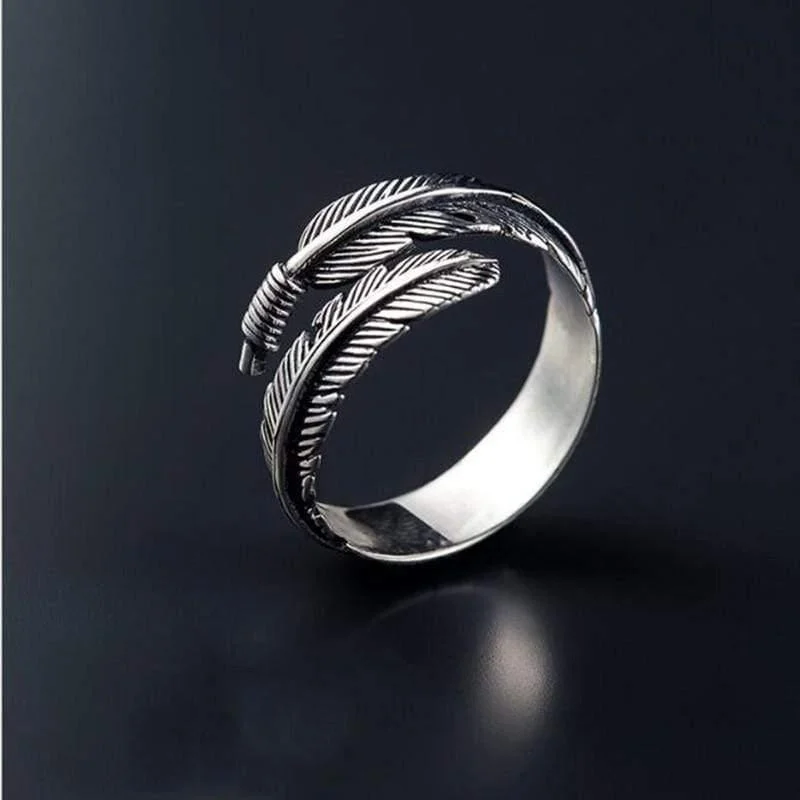 Sterling Silver Boho Feather Ring - Glova