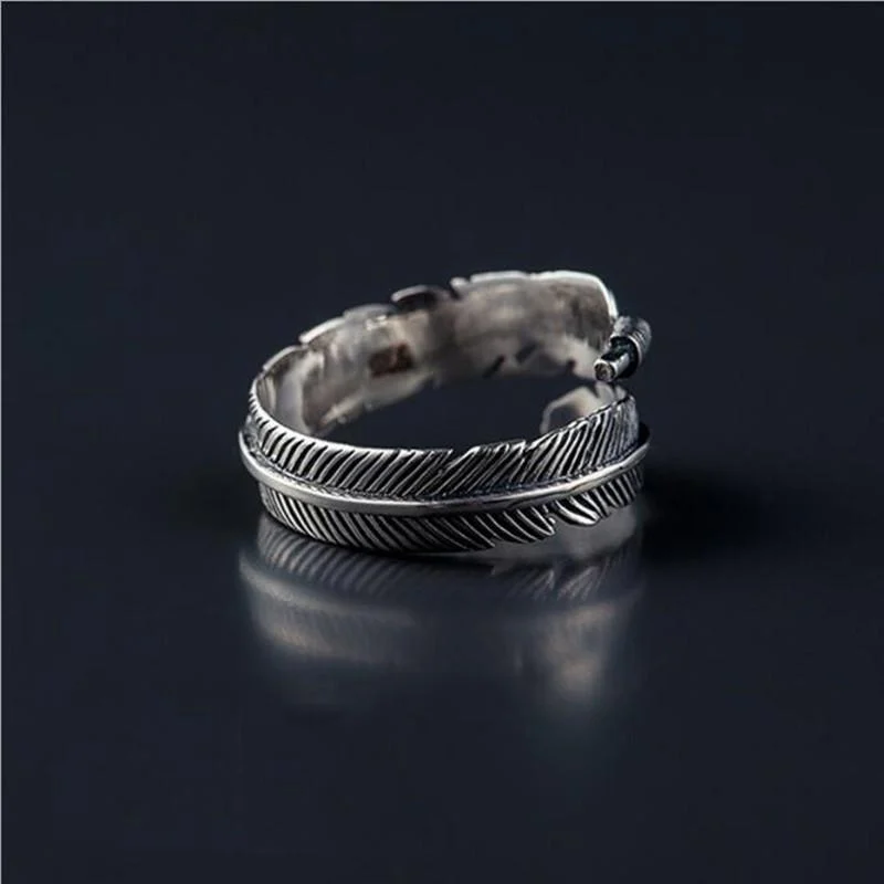 Sterling Silver Boho Feather Ring - Glova