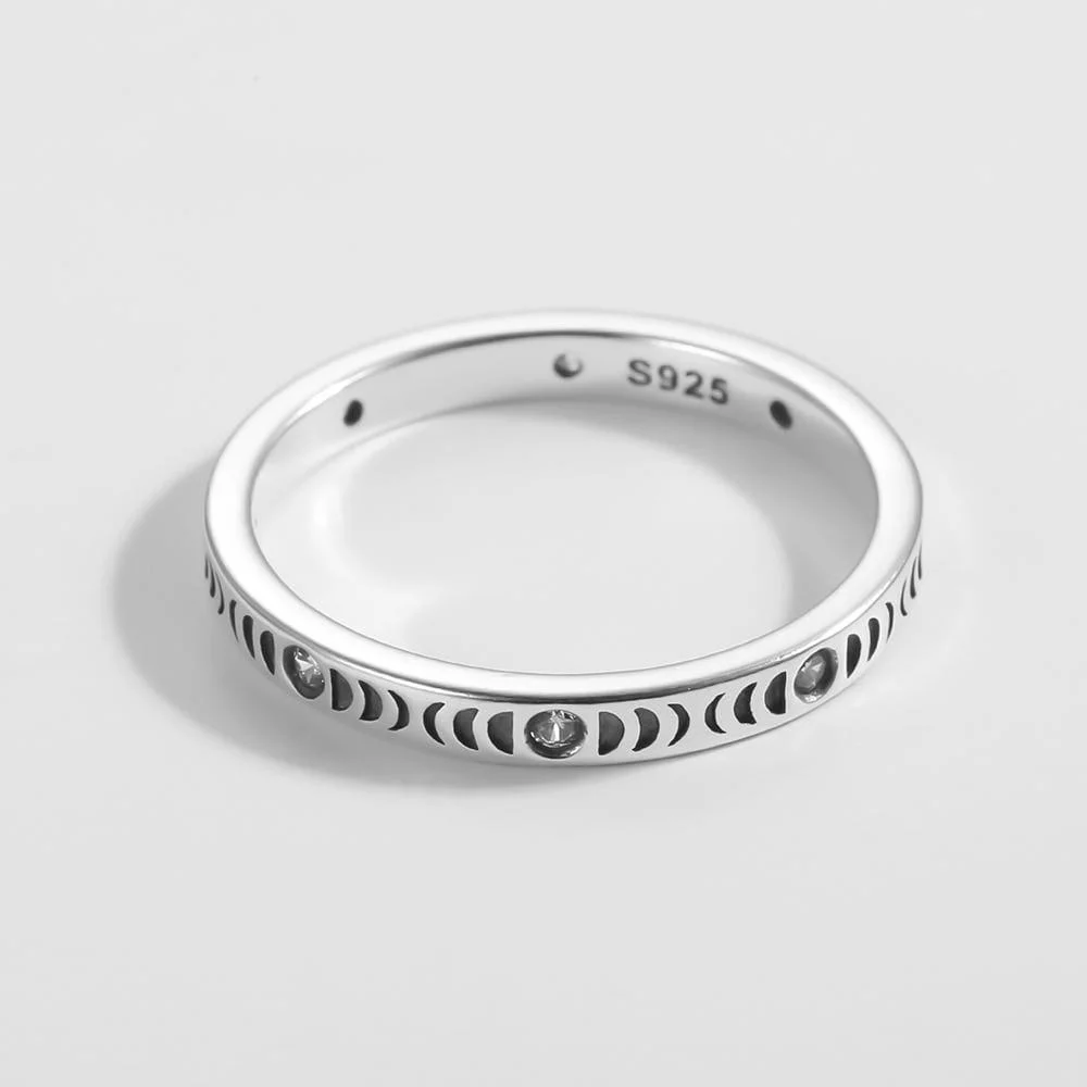 Sterling Silver Moon Phases Ring - Glova