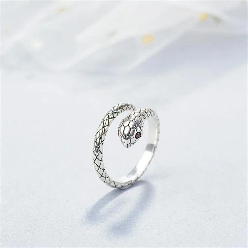 Sterling Silver Snake Design Ring - Glova