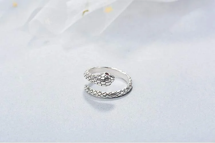 Sterling Silver Snake Design Ring - Glova