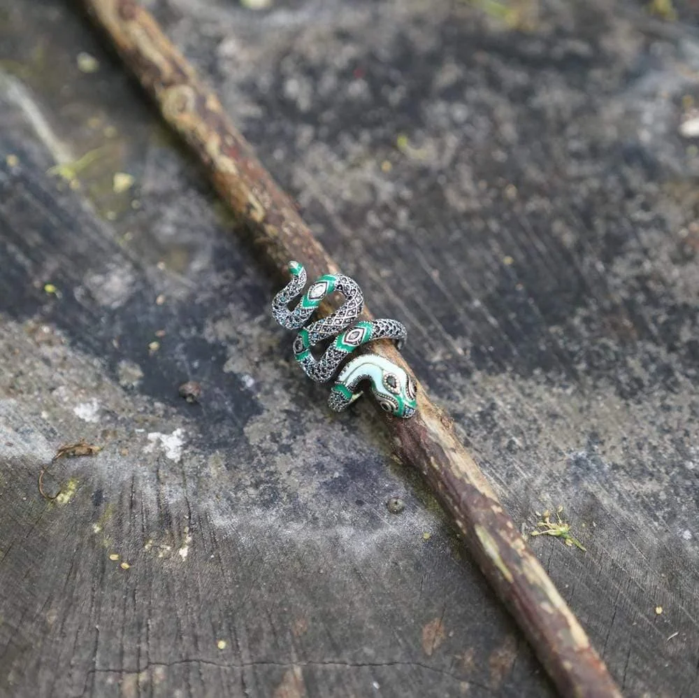 Sterling Silver Snake Ring - Glova