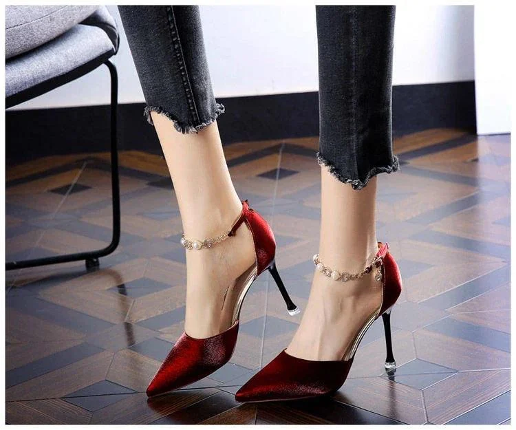 Stiletto Red/Black Pumps Heels for Women - Glova