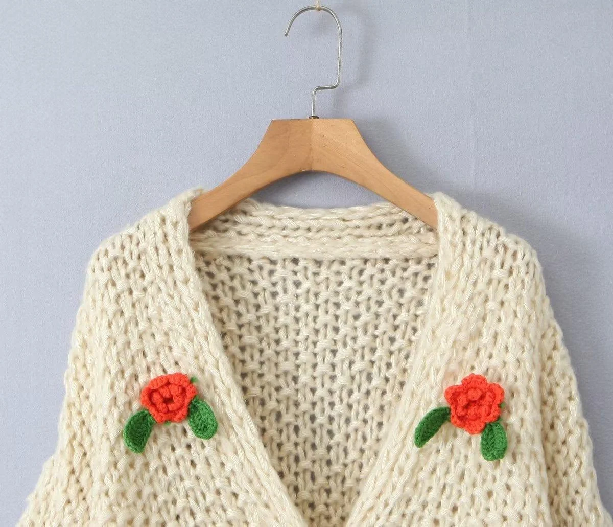 Stitch Flowers Hand Knit Cardigan - Glova