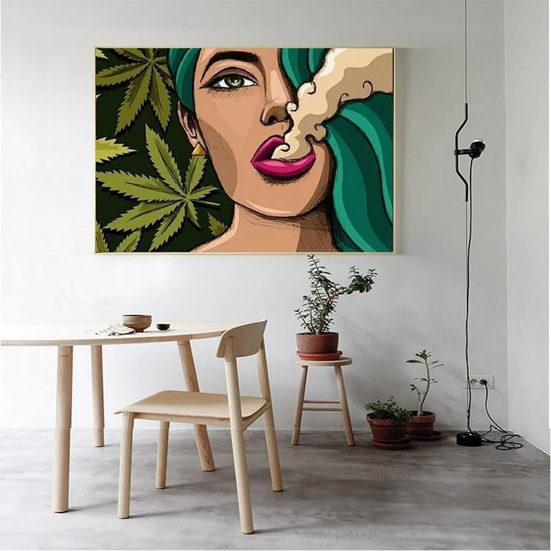 Stoner Girl Lifestyle Spray Paint Canvas Art - Glova