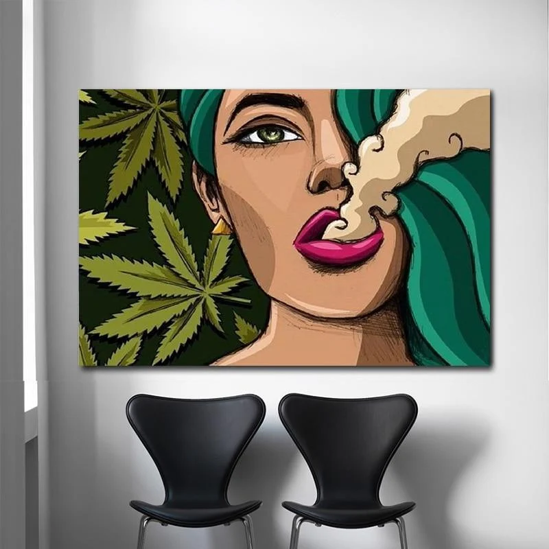 Stoner Girl Lifestyle Spray Paint Canvas Art - Glova