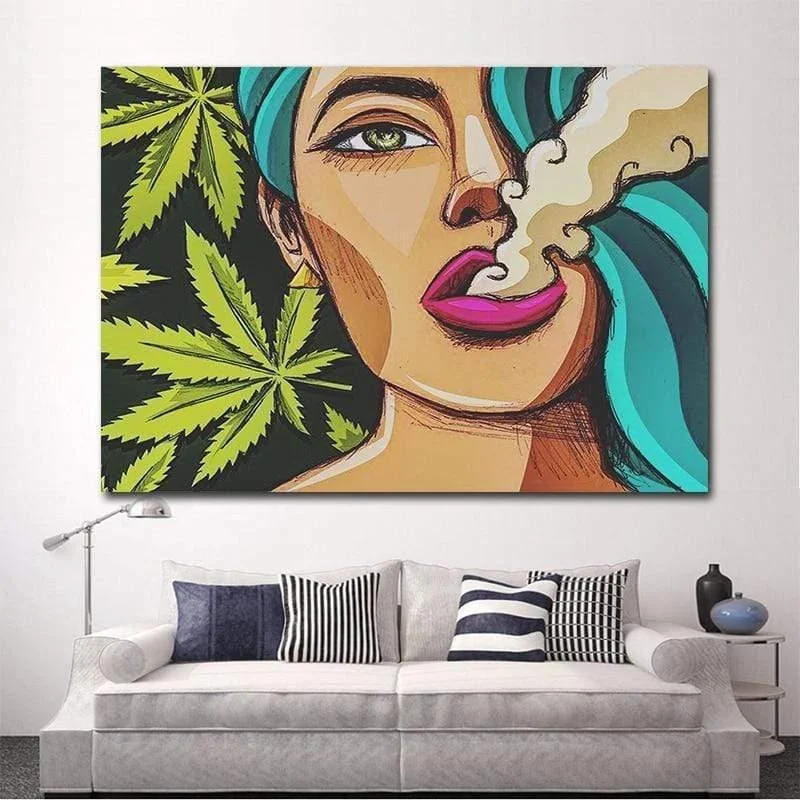 Stoner Girl Lifestyle Spray Paint Canvas Art - Glova