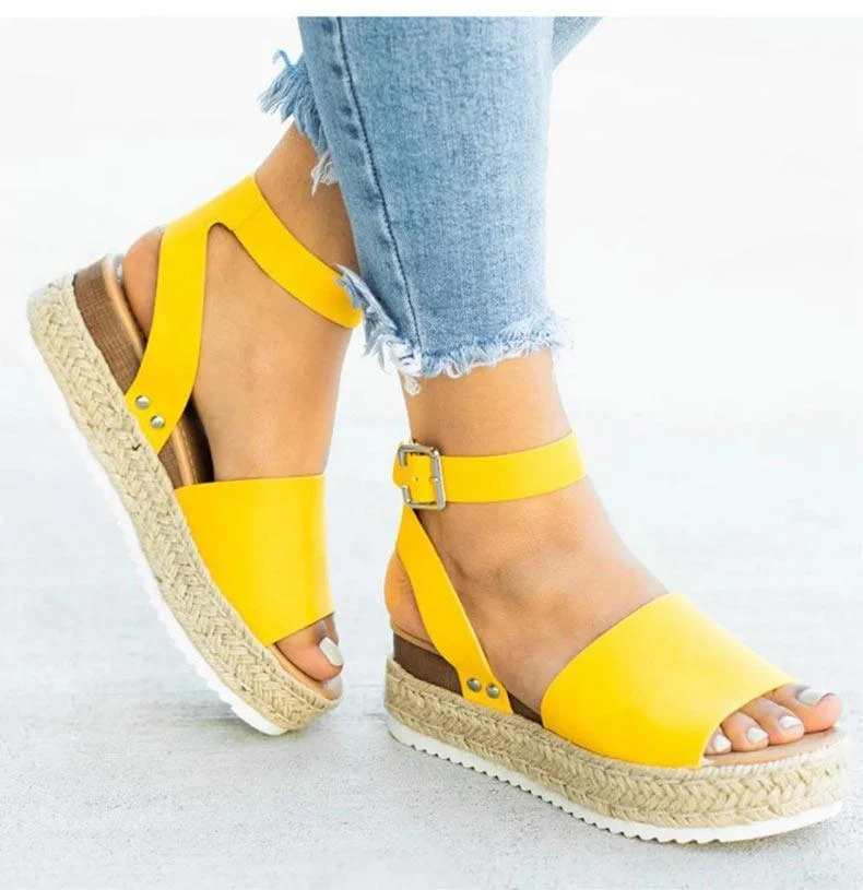 Strap Flatform Espadrille Sandals - Glova