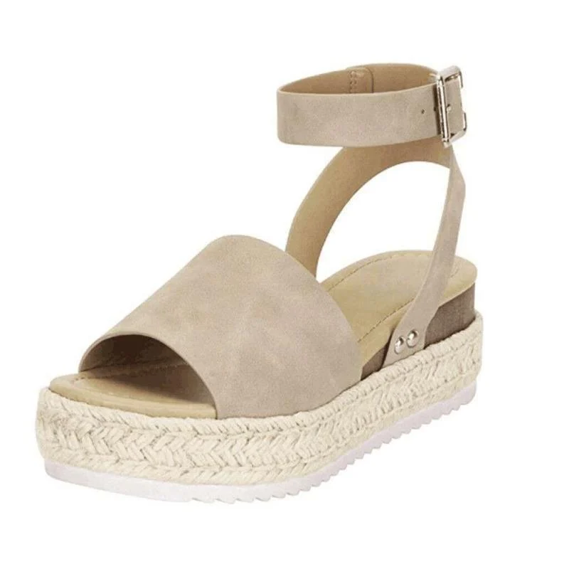 Strap Flatform Espadrille Sandals - Glova