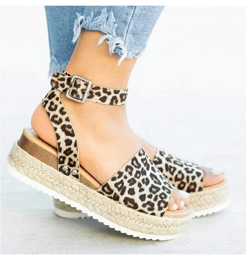 Strap Flatform Espadrille Sandals - Glova